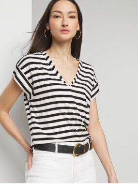 NWOT White House Black Market White/Black Striped shirt - Small
